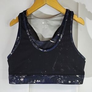 Zella Kids Navy Blue/Silver Mesh Layered Sports Bra - Size XL (14/16)